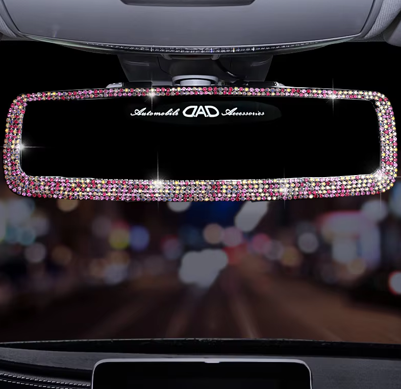 Elegant Bling Rhinestone Rear View Mirror Cover | Women’s Crystal Diamond Car Ornament