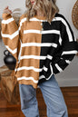 Blue Stripe Colorblock Oversized Sweater