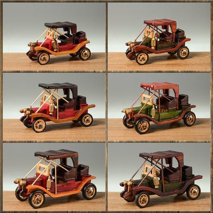 Retro Creative Home Desktop Wooden Vintage Car Ornaments