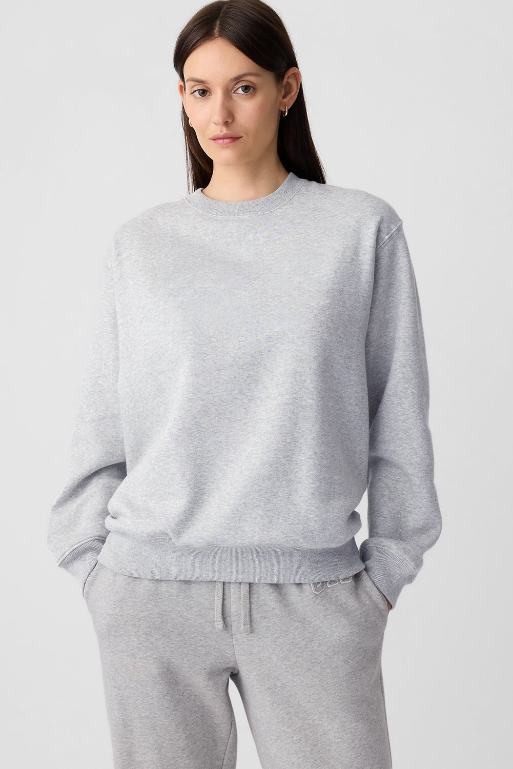 Aruba Blue Plain Drop Shoulder Crewneck Pullover Sweatshirt