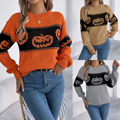 Halloween Pumpkin Head Women's Pullover