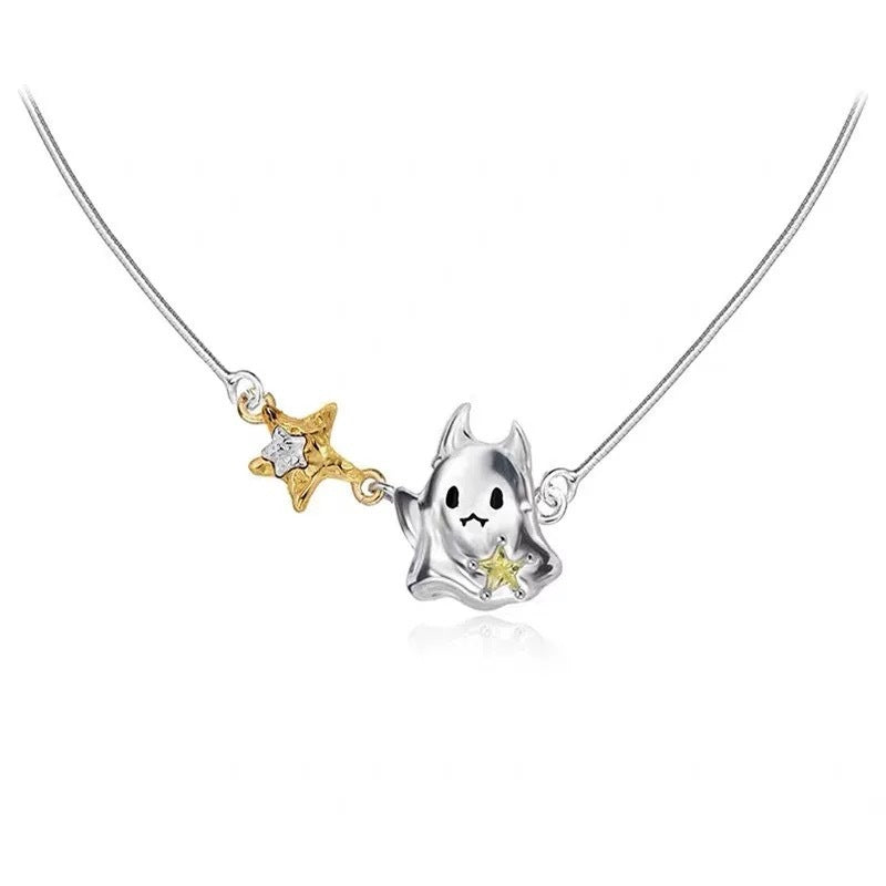 Original Design Small Ghost Necklace High-grade Sweet Cool Simple Neutral Clavicle Chain