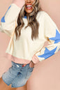 Parchment Star Patchwork Exposed Seam Oversized Sweatshirt