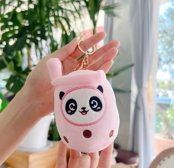 11cm Mini Panda Boba Milk Tea Plush Keychain - Adorable Kawaii Bubble Tea Accessory