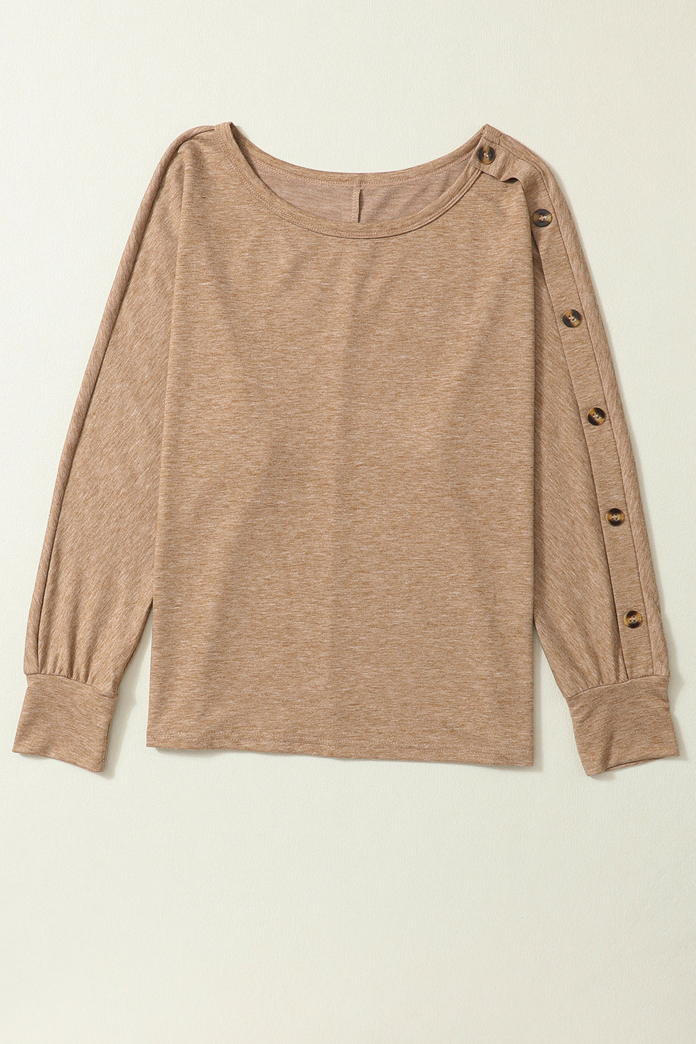 Gray Solid Color Button Decor Dolman Sleeve Top