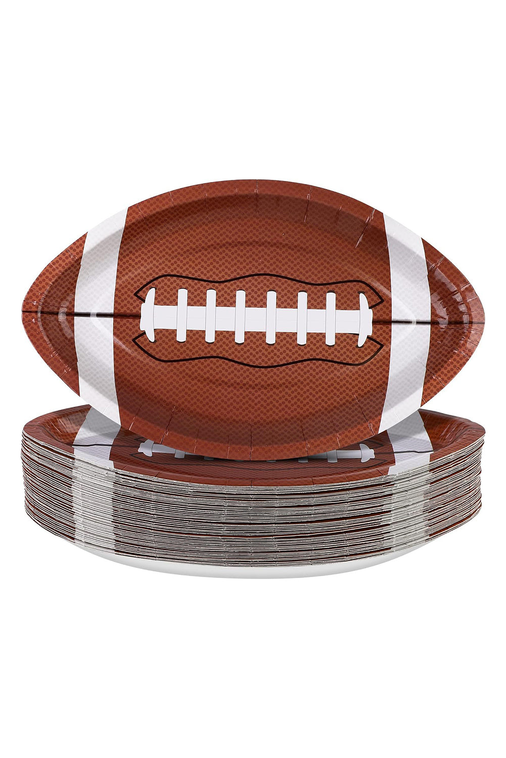 Chestnut 10pcs/set Game Day Rugby Football Shape Disposable Paper Plates