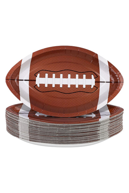 Chestnut 10pcs/set Game Day Rugby Football Shape Disposable Paper Plates