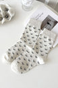 White Bow Knots Ribbed Edge Crew Socks