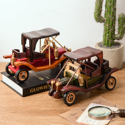 Retro Creative Home Desktop Wooden Vintage Car Ornaments