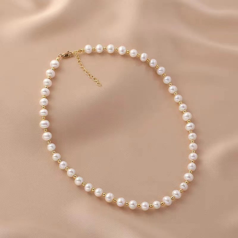 Artificial Freshwater Pearl Necklace Fashionable Light Luxury High-grade Beaded Necklace