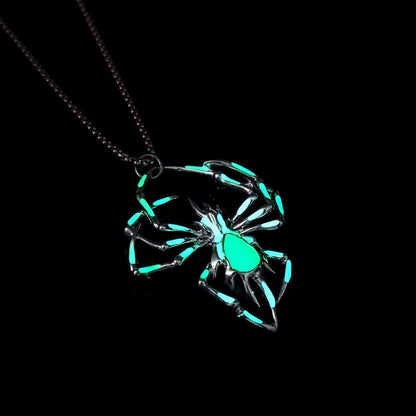 Halloween Creative Stereo Luminous Spider Necklace Jewerly Glowing Night Fluorescence Antique Vintage Glow In The Dark For Men Women Gift Party Halloween Day Club