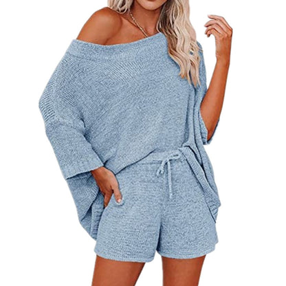 Off-the-shoulder Top Waist Shorts Casual Pajamas Suit