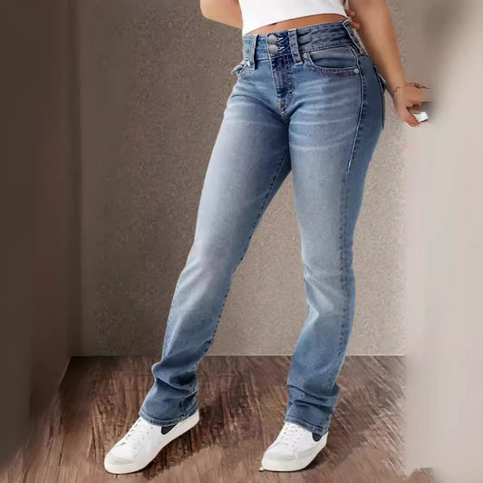 Spring & Summer Women’s Stretch High-Waist Jeans: Casual, Washed & Trendy