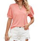 Women's V-neck Puff Sleeve Short Sleeve T-shirt Top Shirt