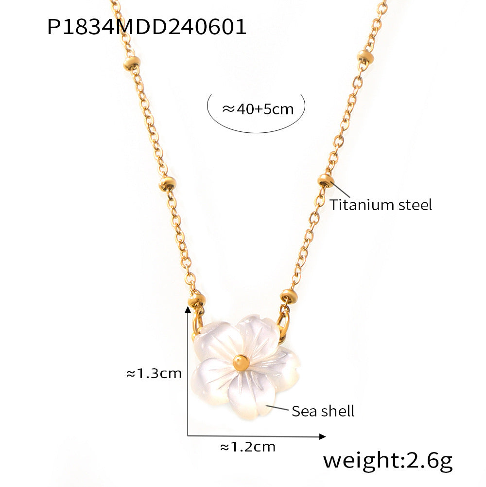 Temperamental Cold Style Necklace White Sea Shell Flowers