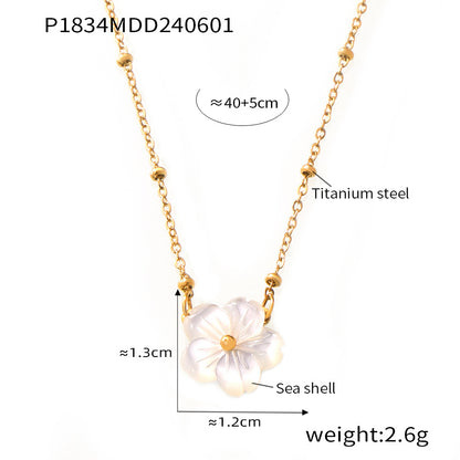 Temperamental Cold Style Necklace White Sea Shell Flowers