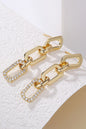 Gold Chain Link Rhinestone Decor Plate Stud Earrings