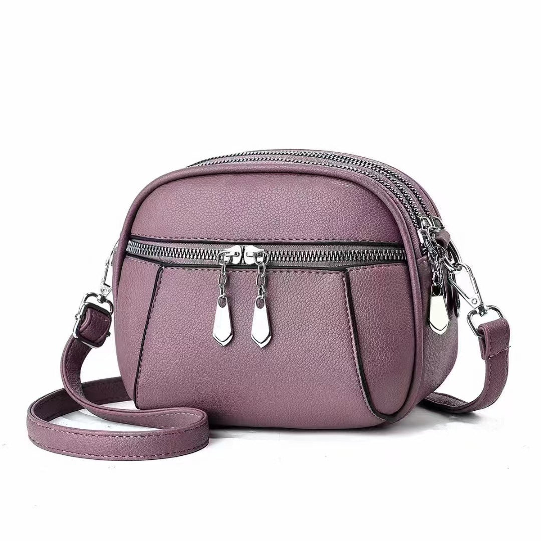 Solid Color Small Round Bag Fashion Multi-pocket Large Capacity Shoulder Crossbody Bags For Women Handbags