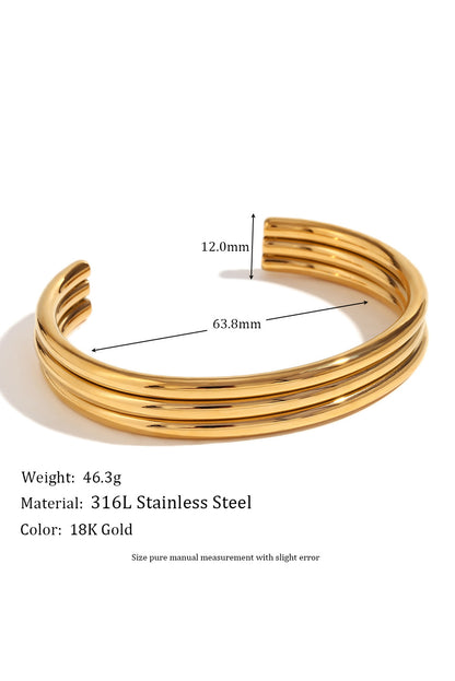 Gold Three Layered Notched Design Bangle