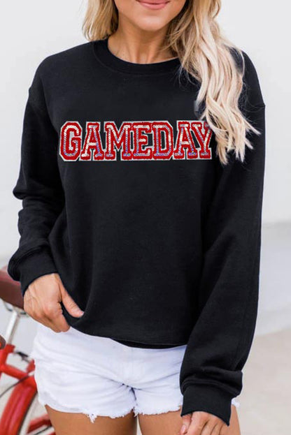 Black Sequined GAME DAY Rugby Football Season Sweatshirt