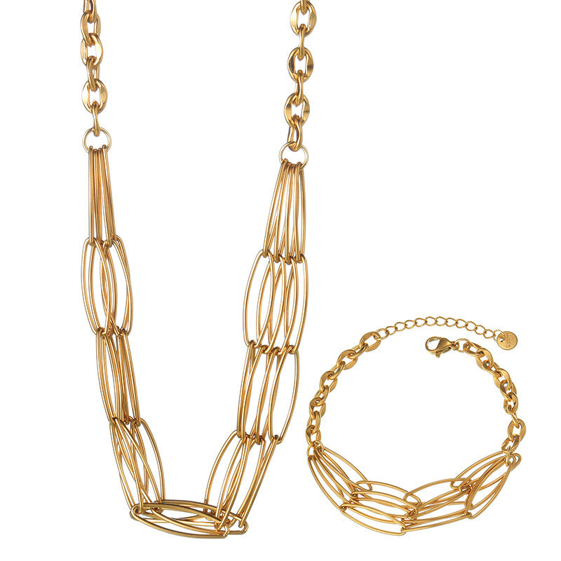 Fashion Multi-layer Gold Chain Necklace Bracelet