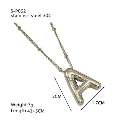 Titanium Steel Silver Glossy English Letter Pendant