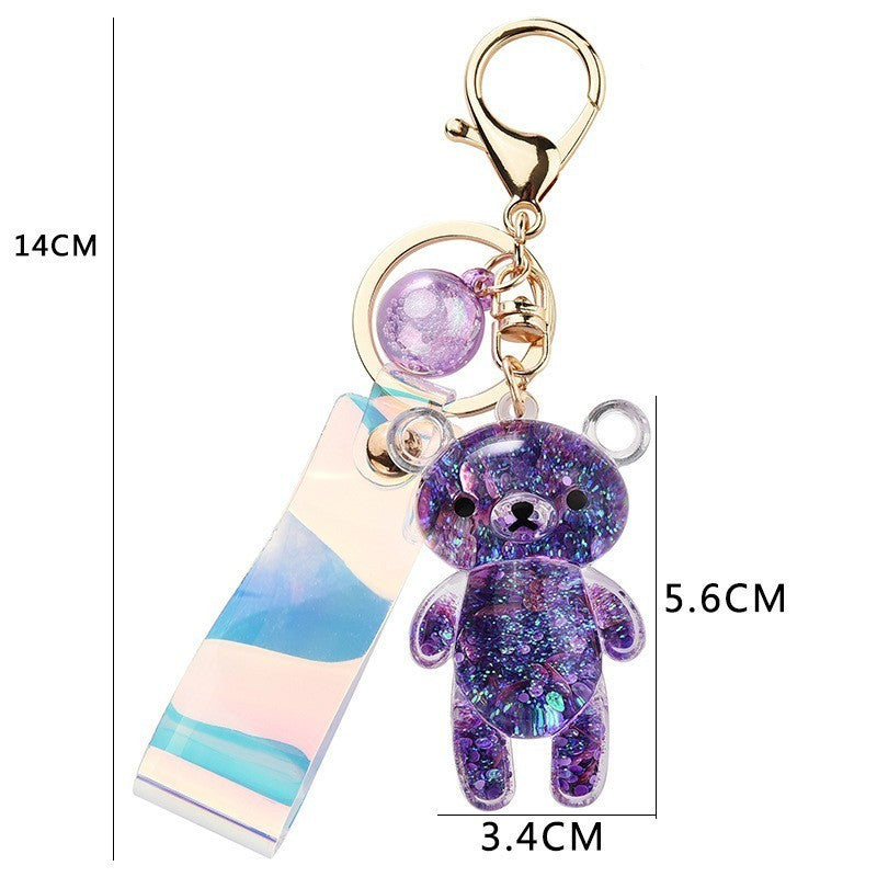 Acrylic Oil-filled Bear Keychain