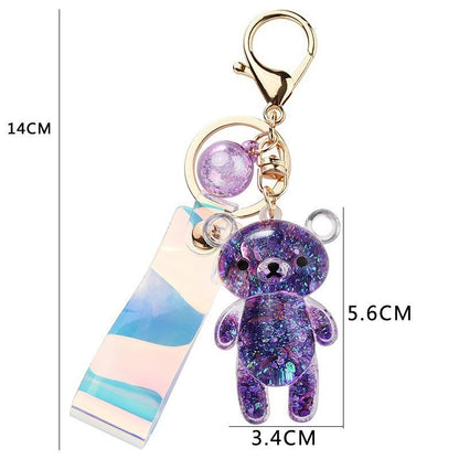 Acrylic Oil-filled Bear Keychain