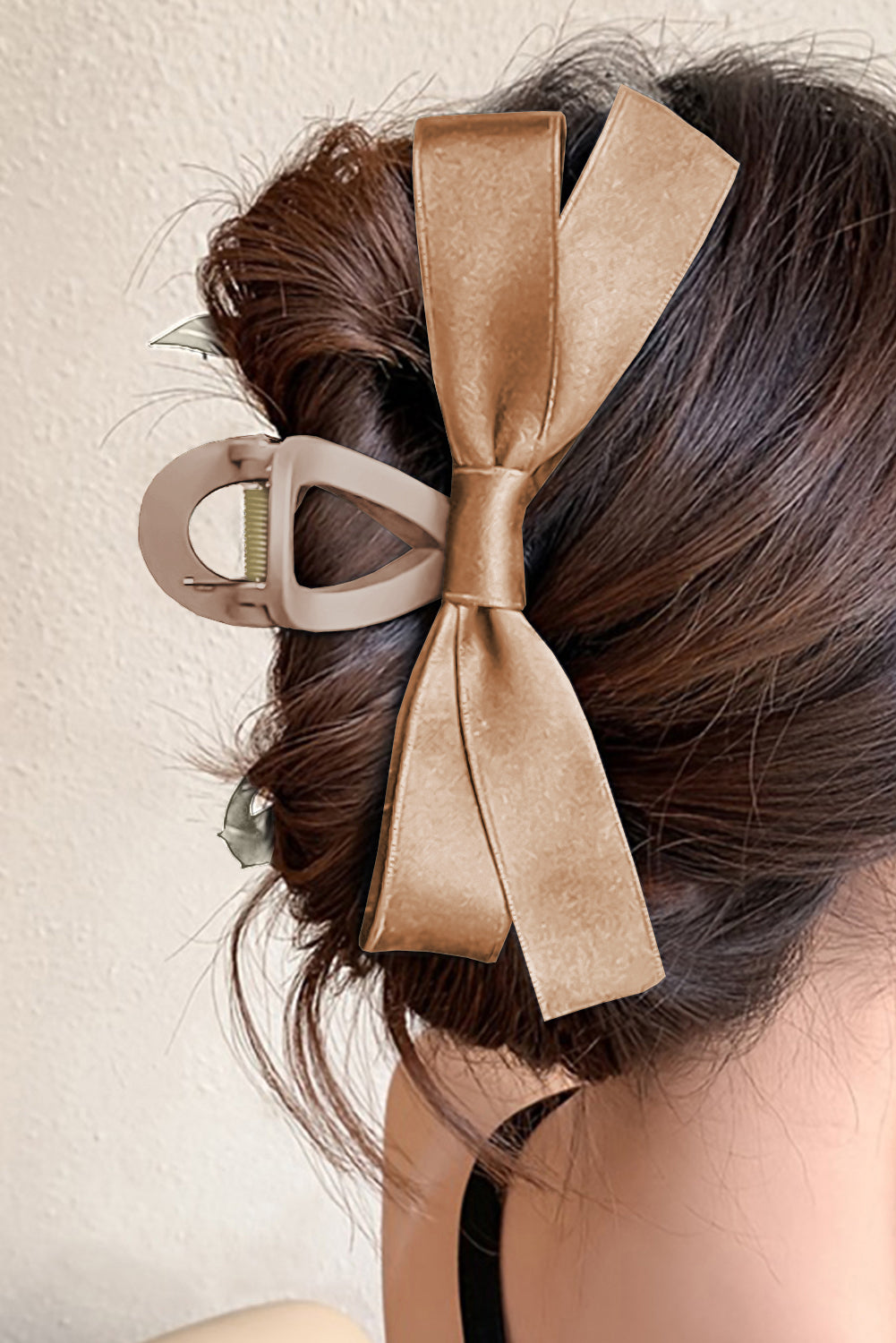 Coffee Bow Decor Large Hair Claw Clip