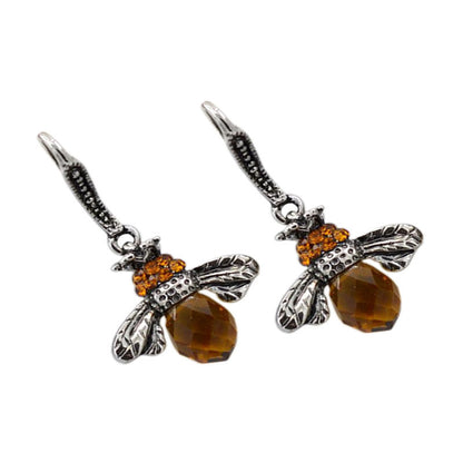 Fashion Simple Animal Shape Bee Crystal Rhinestone Earrings