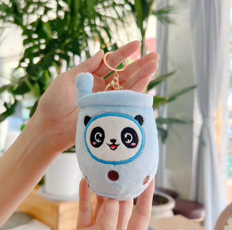 11cm Mini Panda Boba Milk Tea Plush Keychain - Adorable Kawaii Bubble Tea Accessory