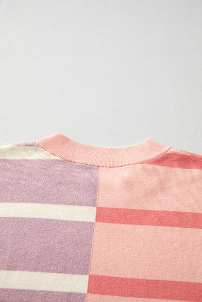 Blue Stripe Colorblock Oversized Sweater