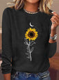 Comfort And Casual Printed Long Sleeve Round Neck T-shirt