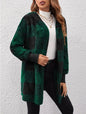 Coat Loose Plaid Color Stitching Knitted Cardigan Sweater