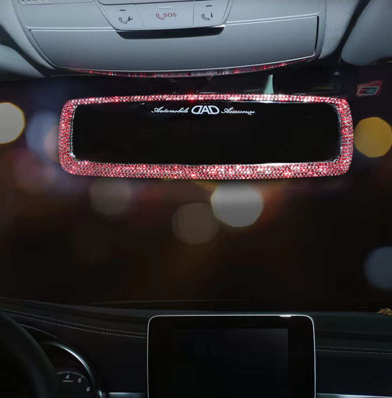 Elegant Bling Rhinestone Rear View Mirror Cover | Women’s Crystal Diamond Car Ornament