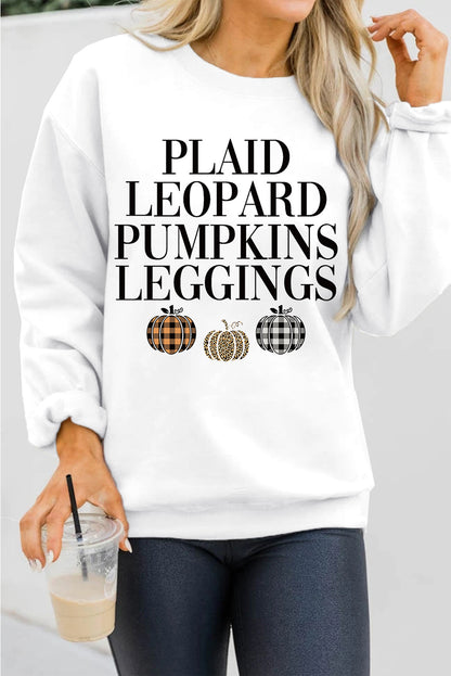 Beige Thanksgiving Pumpkin Slogan Print Crewneck Sweatshirt