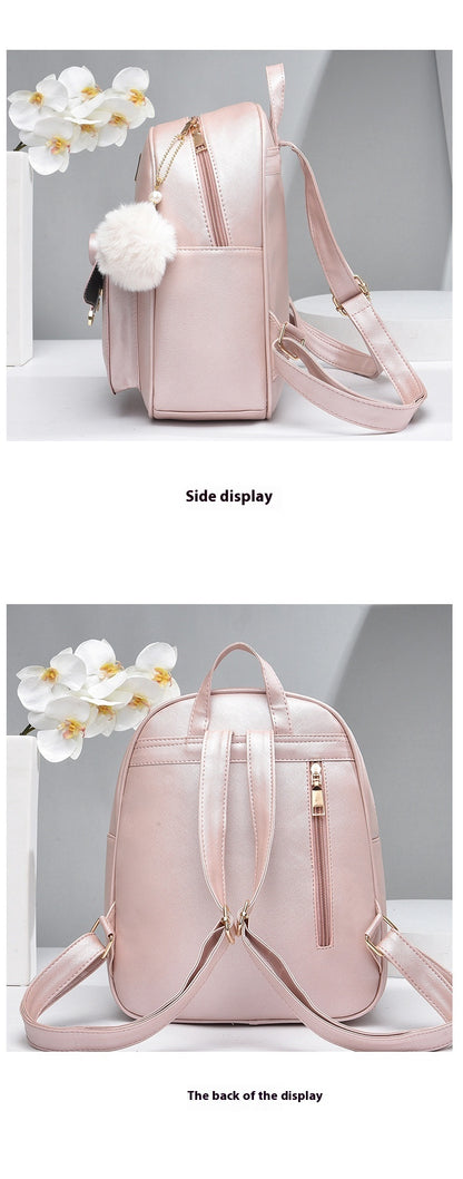 Fashion Women's Bags PU Bow Composite Bag Young Girl Student Cute Shoulders Backpack Crossbody Bags Coin Purse 3pcs Set