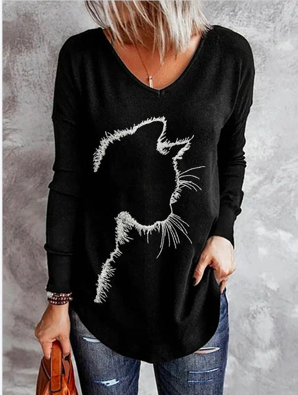 3D Digital Printing Casual Oil Painting Printing Long Sleeved T