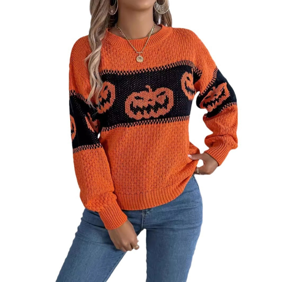 Halloween Pumpkin Head Women's Pullover