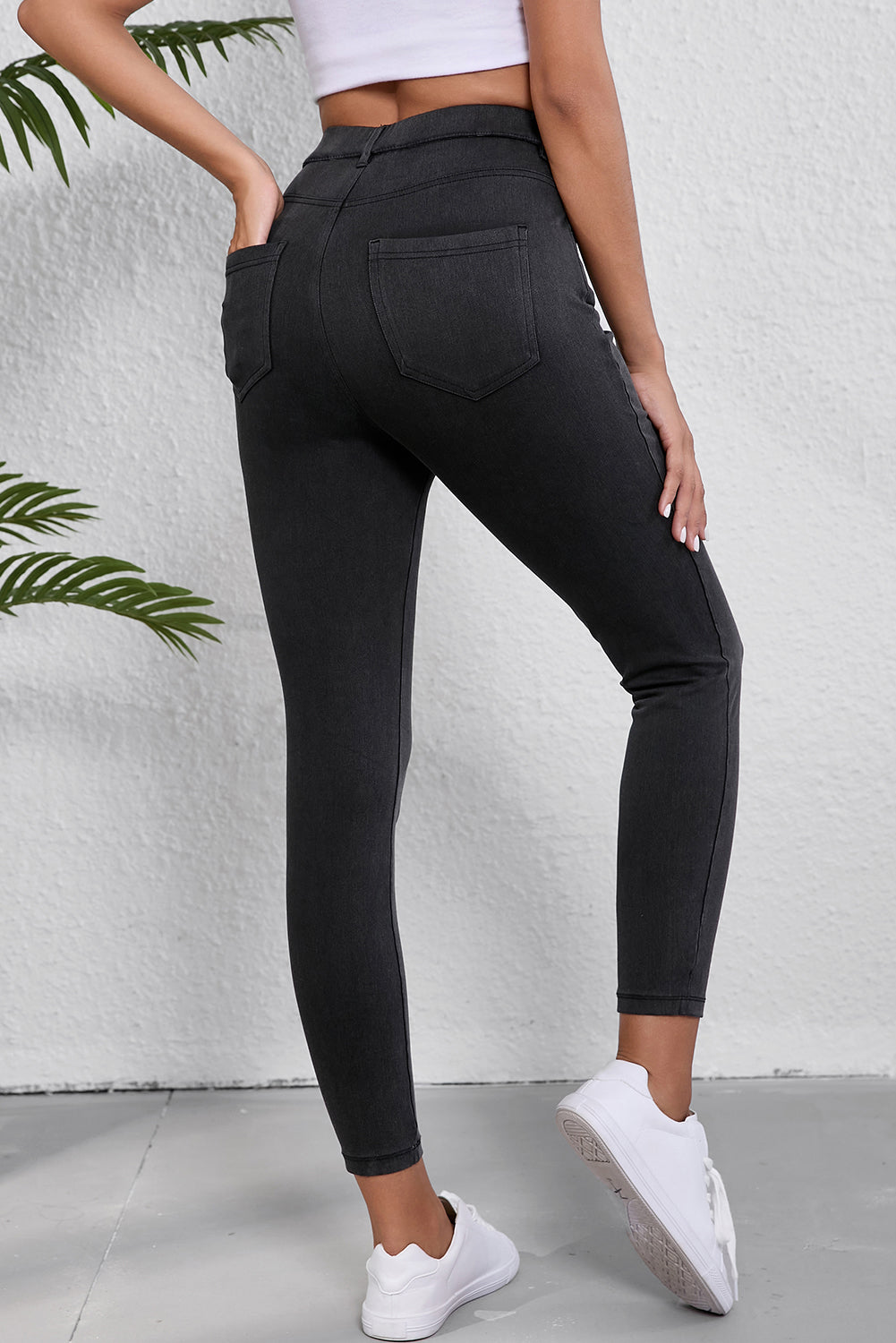 Black Skinny Fit Ankle High Waist Jeans