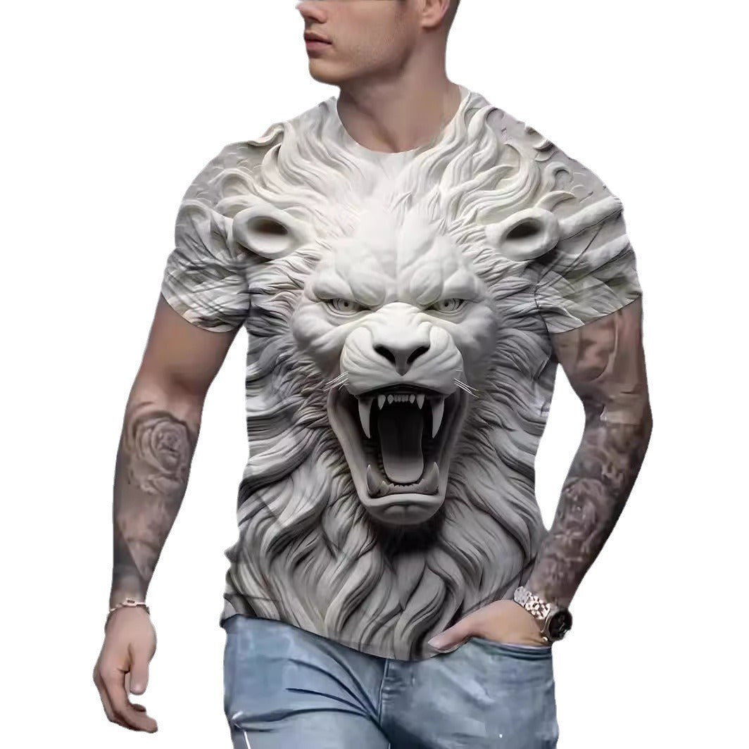 Three-dimensional Pattern Men's Loose Short-sleeved Breathable T-shirt 3D Digital Printing