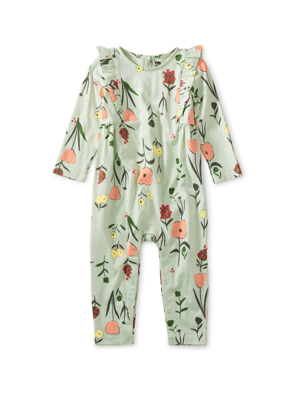 Floral Print Ruffled Sleeve Baby Romper