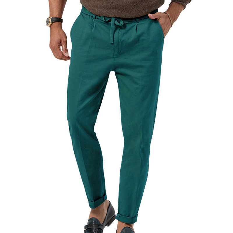 New men's trendy business straight solid color casual trousers