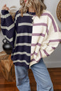 Blue Stripe Colorblock Oversized Sweater