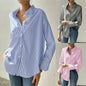 Women's Loose Casual Striped Long-sleeved Shirt