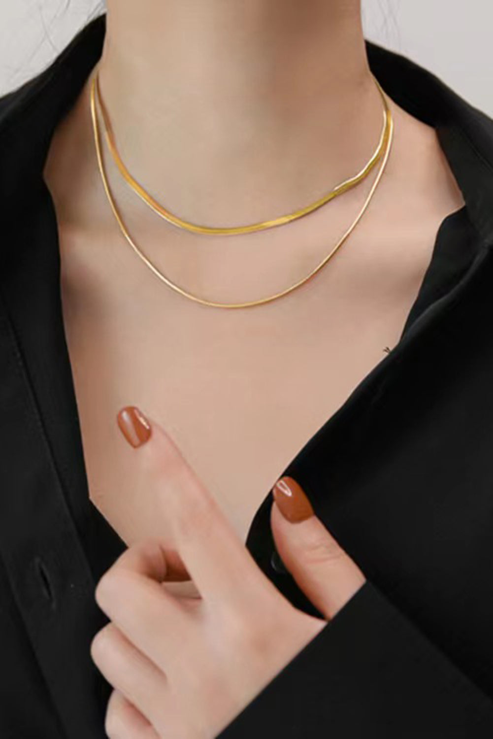 Gold Double Layer Clavicle Snake Chain Necklace