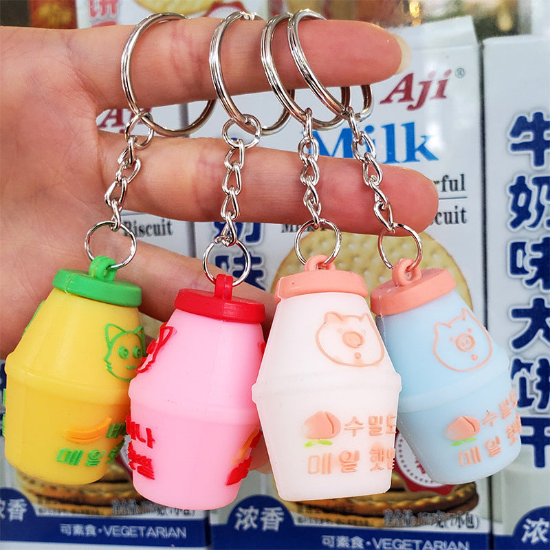 Simulation Yogurt Fruit Drink Keychain Three-dimensional Soft Glue