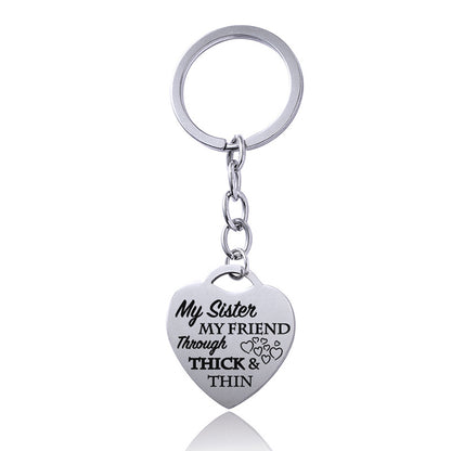 Stainless Steel Heart Sisters Best Friends Inspirational Keychains