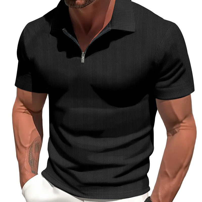 American-Style Heavyweight Jacquard Short Sleeve Shirt for Men