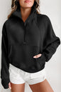 Flamingo Fleece Lined Zip Up Stand Collar Thumbhole Sleeve Sweatshirt